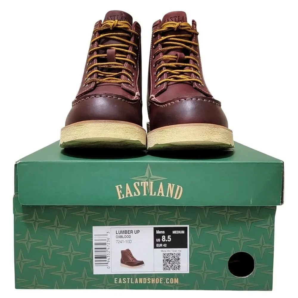 Eastland Men Lumber Up Moc Toe Combat Boots Size US 8.5M Oxblood Red Leather